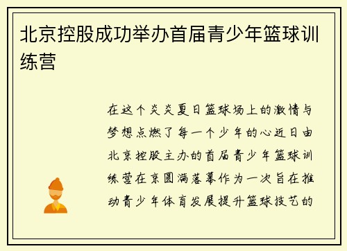 北京控股成功举办首届青少年篮球训练营